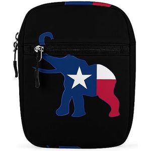 Texas Olifant Vlag Mini Crossbody Tas Unisex Anti-Diefstal Side Schoudertassen Reizen Kleine Messenger Bag
