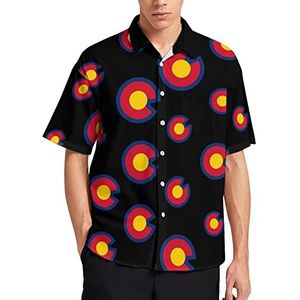 Colorado State Logo Heren T-shirt met korte mouwen Causale Button Down Zomer Strand Top Met Zak