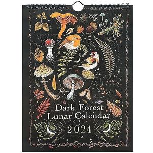 Dark maankalender, 2024 kalender kleurrijke waterinkt muurkalenders dieren kalenders kunst maandelijkse maan kalender wiel kleurrijke waterinkt kunst kalender voor thuis -e 21 x 29,8 cm