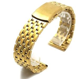 Metallische vervangingsbanden, horloges Horloge 18mm 20mm 22mm band goud ijzer metalen horloge vouwsluiting gesp armband for heren dameshorloges (maat: 20 mm)