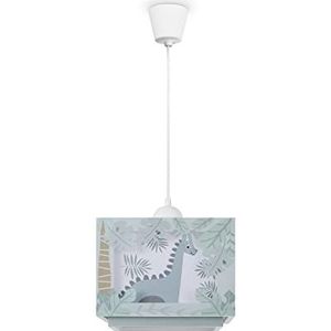 Paco Home Kinderkamer Plafondlamp Hanglamp Lampenkap Stof Regenboog Ster Leeuw Dino Maan E27 Met Textielkabel, Soort lamp:Hanglamp - Type 3, Kleur:Groen
