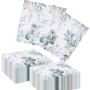 PLATEYTR 80 Stuks Eucalyptus Servetten - Decoratief Voor Verjaardag, Bruiloften, Baby Showers, Tuinfeesten - Groene Wegwerp Servetten