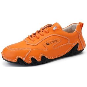 Women Orthopedic Walking Shoes For Women Soft Soled Pure Cowhide Corrective Loafers For Women Walking Boots For Women (Color : Orange, Size : 37 EU)