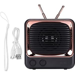 Retro Bluetooth-luidspreker, Draagbare Luidspreker met Verbeterd 4D-stereogeluid, Luider Volume, Ingebouwde Microfoon, 32,8 Voet Draadloos Bereik, Mini-klassieke Geluidsluidspreker voor op(zwart)