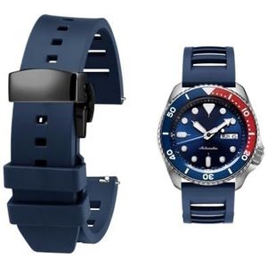 Nieuwe Fluor rubberen band geschikt for Seiko Citizen Quick Release Horlogeband 20 22mm Siliconen Tropic Band Smart Horlogeband geschikt for Huawei (Color : Dark blue black, Size : 22mm)