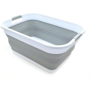 SAMMART 41L opvouwbare plastic wasmand - opvouwbare pop-up opbergcontainer/organizer - draagbare wasbak - ruimtebesparende mand/mand (grijs)