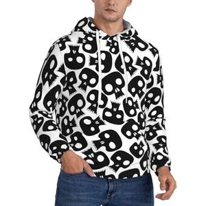 Jkkghll Schedels Print Mannen Hooded Warme Lichtgewicht Trui Voor Winter Herfst En Lente Casual Wear, Zwart, XS