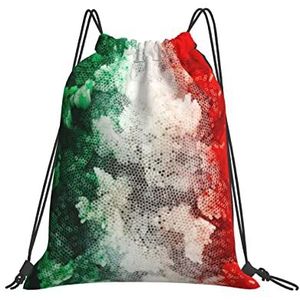 351 Rugzak met trekkoord, 42 x 36 cm, Italiaanse vlag reizen schooltas waterafstotende rugzak jongens kinderen trekkoord tas, voor reizen, sport, vakantie, Tas met trekkoord 1484, 36x42cm