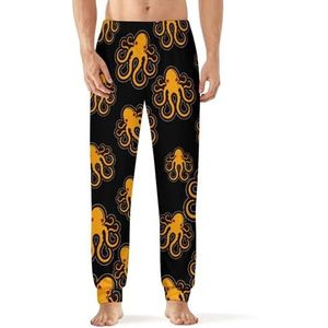 Gele Octopus Heren Pyjama Broek Zachte Lounge Bottoms Met Pocket Slaap Broek Loungewear