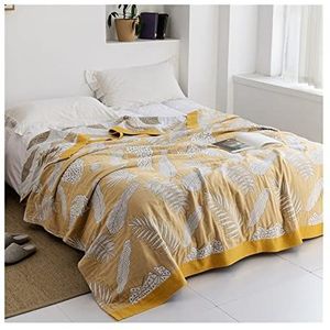 MKLHAVB Koeldekens sprei dekbed mousseline deken katoenen gaas warme zachte plaid voor bed/bank/vliegtuig/reizen beddengoed koude deken (kleur: gele bladeren, maat: 150 x 200 cm)