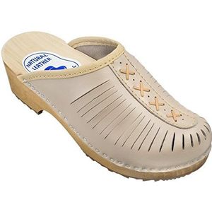 ESTRO Houten Damesschoenen Dames Muil Keuken Houten Klompen voor Vrouwen Houten Rubberen Veiligheidsklompen CDL01 (41, CDL01 Cappuccino)