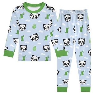 LI ZHI XIN Paj-set voor kinderen, katoen, jongens, meisjes, nachtkleding, set met lange mouwen, 2-delige huiskleding, nachtkleding voor leeftijd 1-8 jaar, schattig panda-patroon, Meerkleurig, 2 jaar