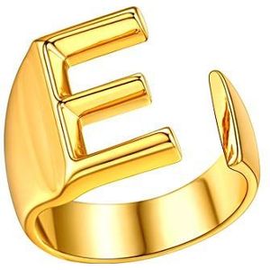 FindChic Open Initial e Ring Goud, Statement Chunky Gold Letter Ring-Sieraden Voor Dames & Heren, 18k Vergulde Ring Met Initial Aanpasbare Initial Alfabet a Tot z Chunky Rings Dames