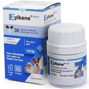 CentroVete Zylkene Plus voor honden en katten met een gewicht van minder dan 10 kg, 30 CPS, helpt hond en kat met terugkerende klachten te ontspannen