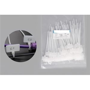 100 stuks Label Tie Mark Waterdichte Kabelboom Met 3 * 100 Netwerkkabel Bevestiging Nylon Hangende Gesp Wit