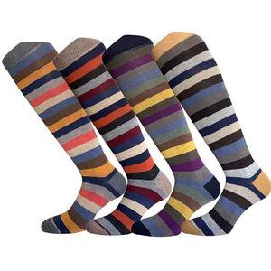 CriCri Socks - 4 paar warme katoenen sokken voor heren, lang (eenheidsmaat), wintersokken met kleurrijk patroon, sokken voor vrijetijds- en semi-formele kleding, gemaakt in Italië, Combinatie 5, Eén