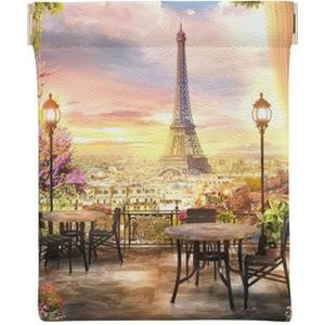 EiffelTower Print Lederen Portemonnee Portemonnee Kleine Verandering Pouch Portemonnee, Squeeze Coin Purse Pouch voor Mannen Vrouwen, Eiffeltoren, Eén maat, Munt Pouch