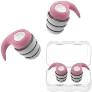 Drie lagen siliconen ruisonderdrukking oordopjes zachte comfortabele geluidsisolatie slapen oordopjes voor volwassenen kinderen (roze-L)