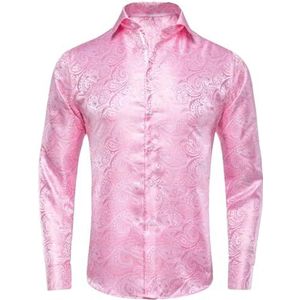 Hgvcfcv Zijde Geweven Heren Shirts Lange Mouwen Paisley Bloemen Solid Overshirt Slanke Blouse Bruiloft Mannen Jurk Shirt, 69, XL