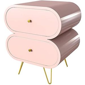 Nachtkastje Salontafel Houten Nachtkastje Unieke Nachtkastjes 2 Laden Met Roestvrijstalen Poten Moderne Stijl Bijzettafel Bedtafel (Color : Rosa, Size : 50 * 40 * 53cm)