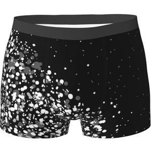 ZJYAGZX Zwart-witte boxershorts met glitterprint voor heren - comfortabele ondergoedbroek, ademend vochtafvoerend, Zwart, S