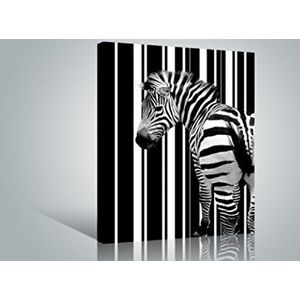 1art1 Zebras Poster Kunstdruk Op Canvas Bar Code Zebra Muurschildering Print XXL Op Brancard | Afbeelding Affiche 120x80 cm