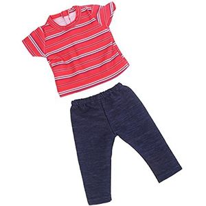 Babypoppenkleding, zachte, comfortabele, lichte poppenkleding voor buiten, voor de kunststudio voor thuis (QD18-059 rode en witte lijnen)