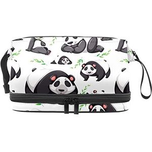 Make-up tas - grote capaciteit reizen cosmetische tas, schattig Panda bamboe patroon, Meerkleurig, 27x15x14 cm/10.6x5.9x5.5 in