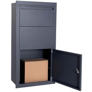 Pakketbox voor wandmontage antraciet brievenbus met pakketopslag afsluitbare stalen box