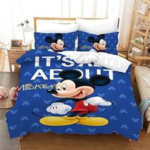 GDGM Disney Mickey & Minnie beddengoed, 3-delig, met dekbedovertrek + kussenslopen, microvezel, 3D-dekbedovertrek voor slaapkamer (A,200 x 200 cm)