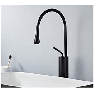 Badkamermengkraan, Basin Kranen Goud en Marmeren Sink Kraan Messing Kraan Enkele Handvat Keukenkraan Swivel Sink Water Crane,Voor Badkamer(Tall black)