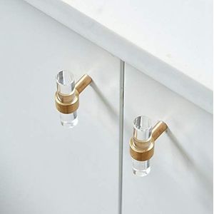 Keramische kastgreep, keramische handgreep Acryl heldere keukenkast ladeknoppen en handgrepen gouden T-bar kast garderobe deurgrepen handgrepen moderne 4-pack handgrepen