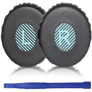 Aiivioll 1 paar vervangende kussens voor OE2 oorkussens compatibel met Bose OE2 OE2i SoundTrue SoundLink on-ear hoofdtelefoon (Zwart Blauw)