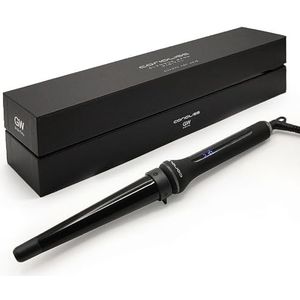 CORIOLISS Glamour-wand digitaal, krultang voor vrouwen, haarkruller voor lang en kort haar, professionele conische keramische staaf met temperatuurregeling (Black)