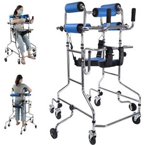 Walker voor senioren, hemiplegie revalidatie staand frame volwassen Walker loophulpmiddel voor gehandicapten, draagbare medische rollator met verstelbare hoogte