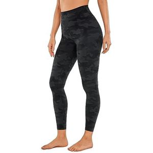 CRZ YOGA Dames Brushed Naked Feeling Sport Leggings 25/28 inches - Hoge Taille Matt Yoga Tights Sportbroek Donkergrijze camouflage M
