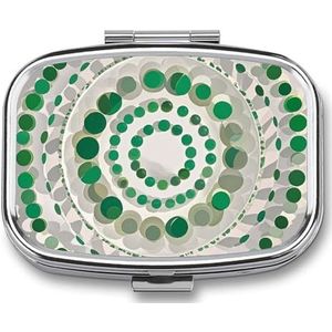 Pillendoos Draagbare Groene Cirkel Pil Organizer Reizen Pil Case voor Pocket Of Portemonnee Geneeskunde Pil Container met Spiegel 2 Compartimenten Dagelijkse Geneeskunde Organizer