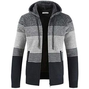 Shuanghao Heren hoodie met capuchon pullover trui gebreid sweatshirt gebreide cardigan jas, vrije tijd winter capuchon gebreide jas, fleece binnenkant outdoor herenjas met capuchon, hoodie,