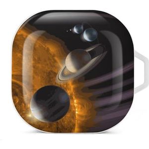 Universiteit zonnestelsel oordopjes hoesje compatibel met Samsung hard shell beschermhoes wit stijl