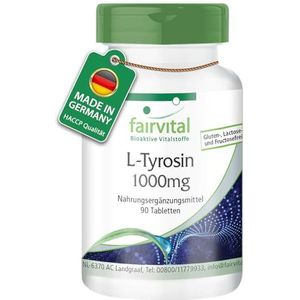 Fairvital | L-Tyrosine 1000mg - 90 tabletten - 1000mg per tablet - op kwaliteit getest en hoog gedoseerd - 100% veganistisch - Made in Germany