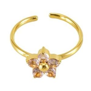 Damesmode roestvrij staal kleurrijke ring titanium staal 18k vierkante liefdesvorm bloemringarmband (Style : Flower pink diamonds)