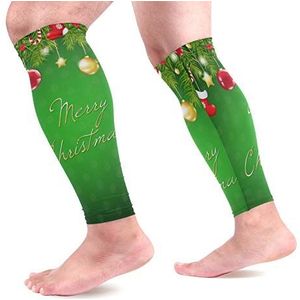 EZIOLY Merry Christmas Sport Kalf Compressie Mouwen Been Compressie Sokken Kalf Guard voor hardlopen, Fietsen, Moederschap, Reizen, Verpleegkundigen