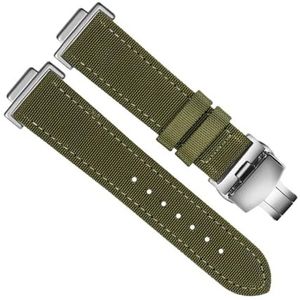 yeziu 16mm Nylon koeienhuid Horloge Band voor Casio G-Shock GA110 GA100/400 GA700 GBA-800 DW5600/G-5600/GW-5610 Vervanging Band Armband accessoires(Green Silver Folding)