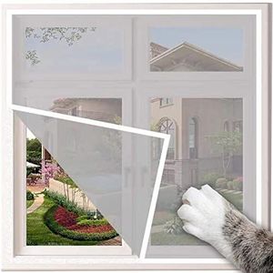 Xpnit Kattenraambescherming, raamgaas voor katten veiligheidsnet, anti-kras raambeschermer kat balkonnetten vliegengaas (60 * 100 cm, wit-grijs-mesh)