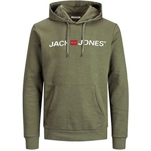 JACK & JONES Herentrui met capuchon en logo, Dusty Olive, L