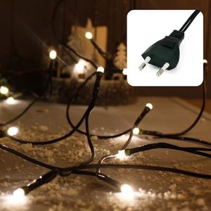 hellum Lichtsnoer 10 leds, 1,35 m lengte, lichtketting binnen, klassiek warm wit, <59lm, groene lichtketting met stekker, kerstboomlichtketting 579123