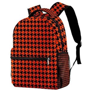 Lichtgewicht Rugzak Oranje Houndstooth Klassieke Casual Dagrugzak