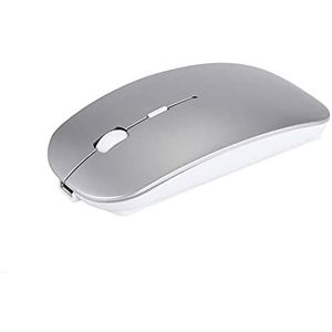 Bluetooth draadloze muis, 2.4ghz oplaadbare muis voor pc notebook computer Android stille muis ultradunne verstelbare dpi (zilver)
