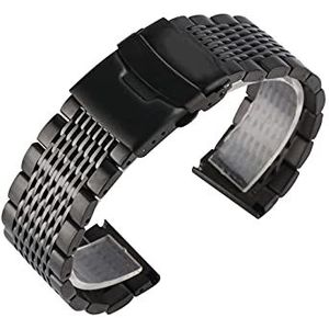 Vervanging horlogebandjes Horlogeband roestvrij staal 22 mm Zwart/Zilver Soild Horlogeband for Heren Horloges Metalen Bandjes Klok Vervanging Horlogeband Armband (Color : Silver_22mm)