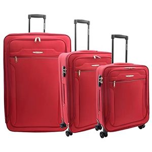 4 wielen koffers ultra lichtgewicht zachte bagage uitbreidbaar cijfer slot reizen zakken floaty, Rood, Full Set of 3 Sizes, Koffer